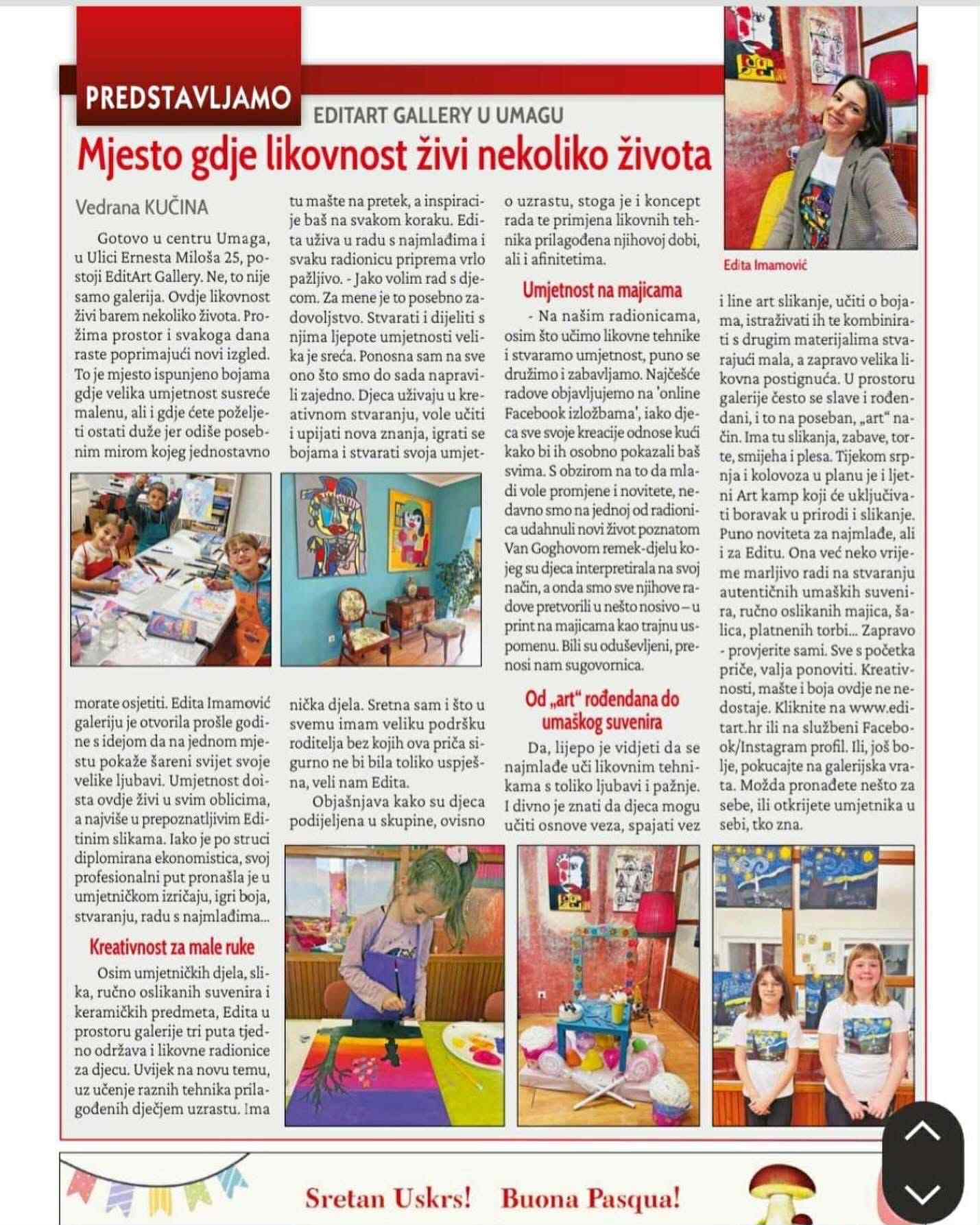 Glas Istre newspaper feature on the Editart gallery