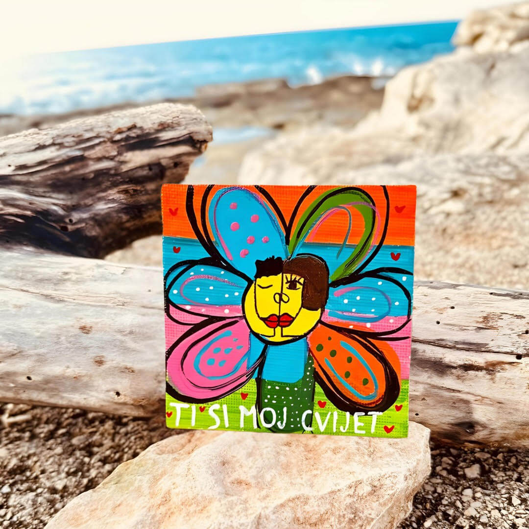 Ti si moj cvijet — Framed miniature, 12 × 12 cm