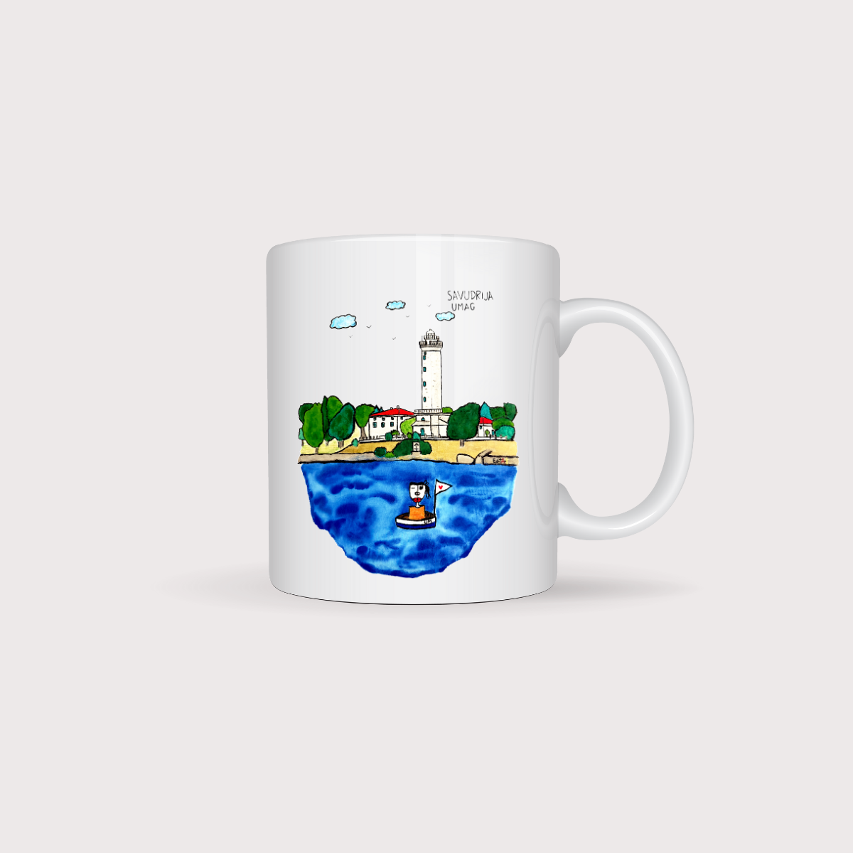 Umag Harbour Cup — Fine bone porcelain, hand-illustrated transfer