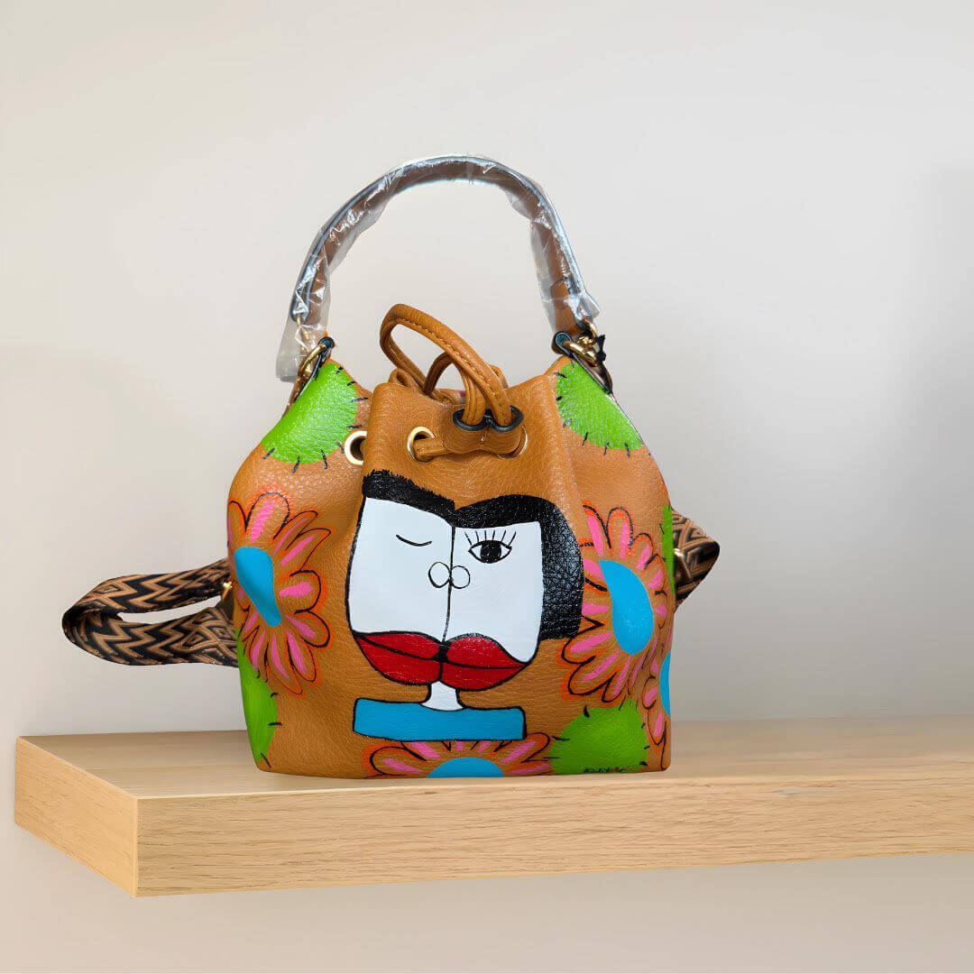 Floral Bucket Bag — Hand-painted, one of one